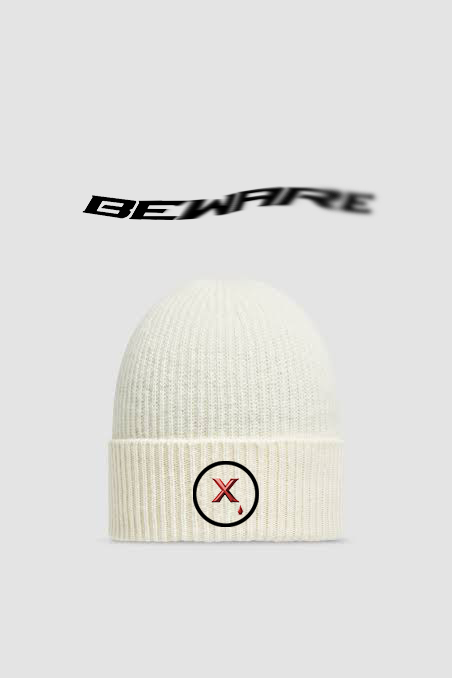 "X" Satin-Lined Beanie - Crème