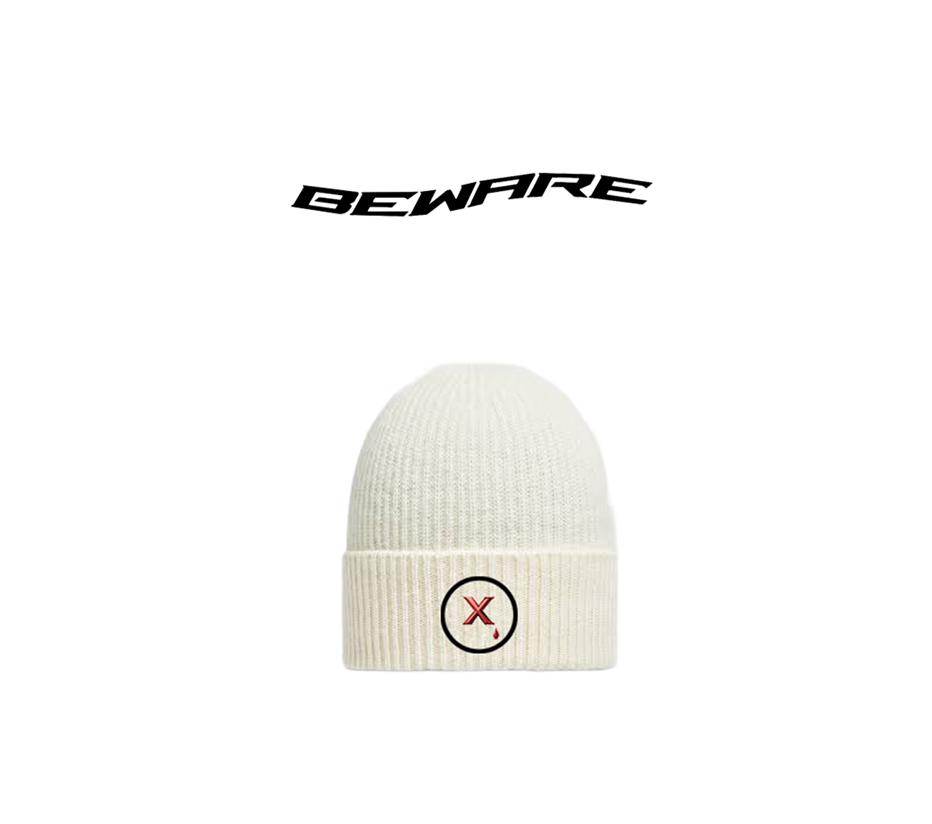 "X" Satin-Lined Beanie - Crème