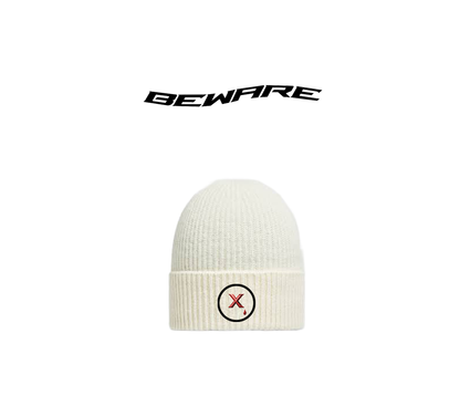 "X" Satin-Lined Beanie - Crème