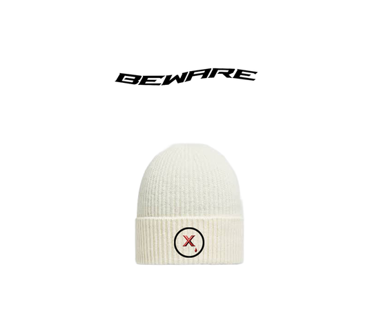 "X" Satin-Lined Beanie - Crème
